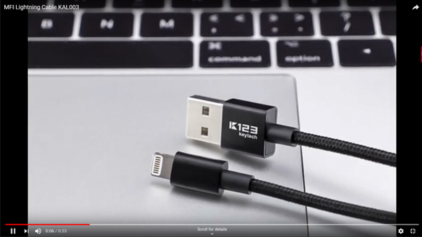 Apple Lightningケーブルナイロン編組2.4A