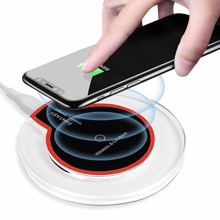 Universal Qi 5W Crystal Wireless Charger With Light for iPhone Samsung Phone - 翻译中...
