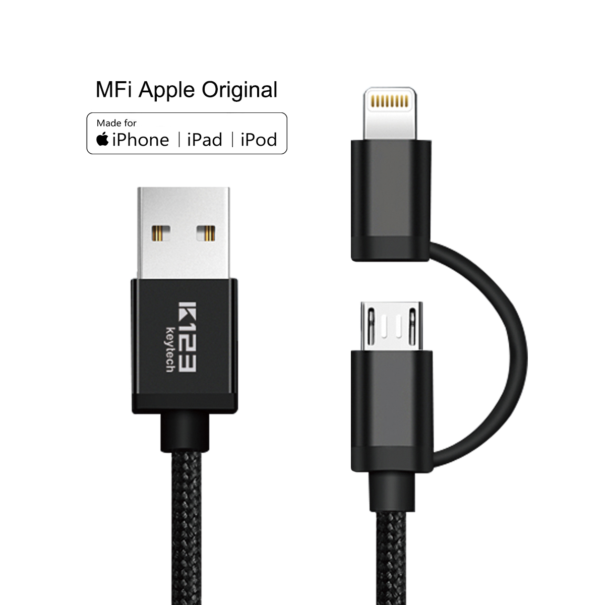 KAL007 IPhone充電器データケーブルAndroid/Iphoneユニバーサル携帯電話ケーブルUsb 2 In 1