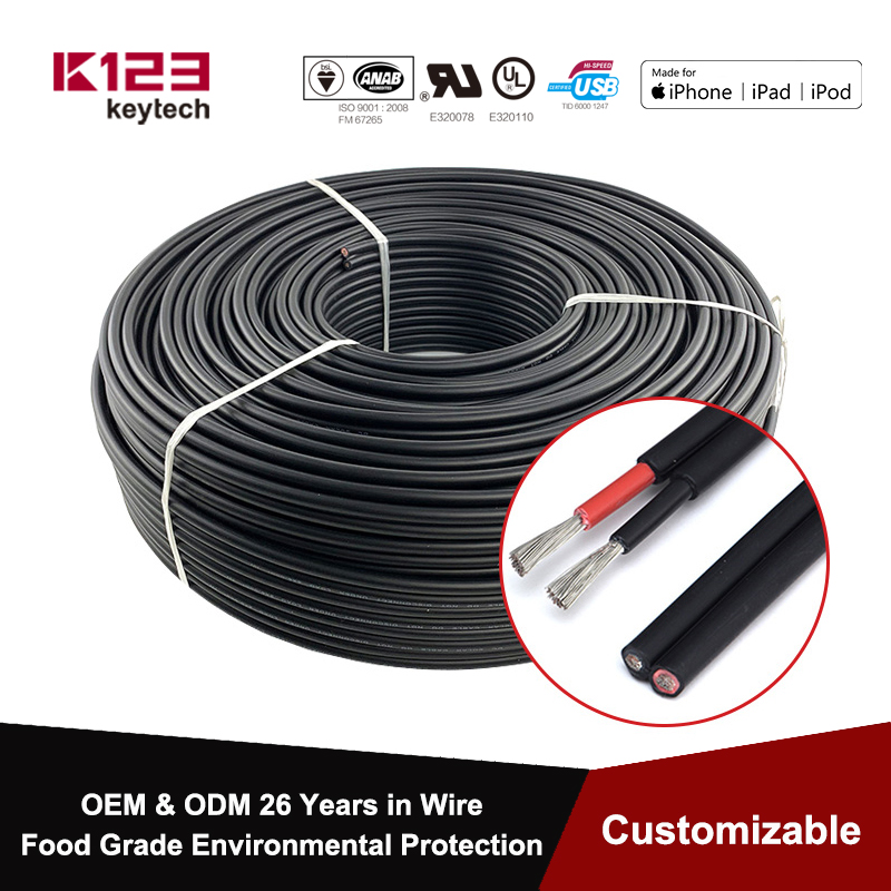 2Pin Solar Cable 14/12/10 AWG Double wire pv cable Red and black insulation Tinned copper Wire for Photovoltaic panel connection - 翻译中...